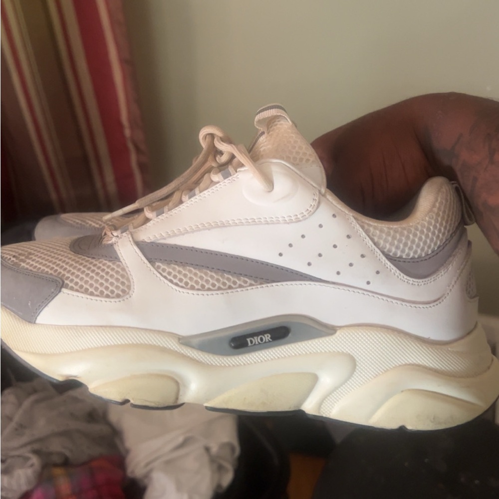 Dior Cream and Gray Athletic Sneakers